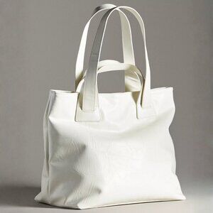 By Anthropologie Cream Off-White Dual Handle Carrier Tote NWT